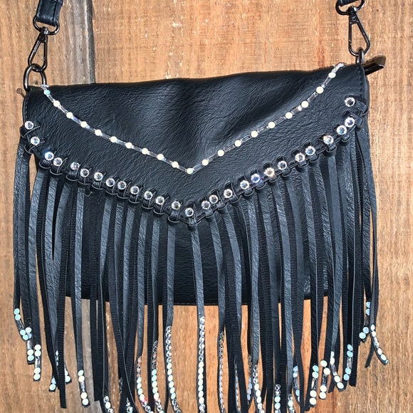 Jeweled crossbody purse with fringe. - Picture 2 of 3